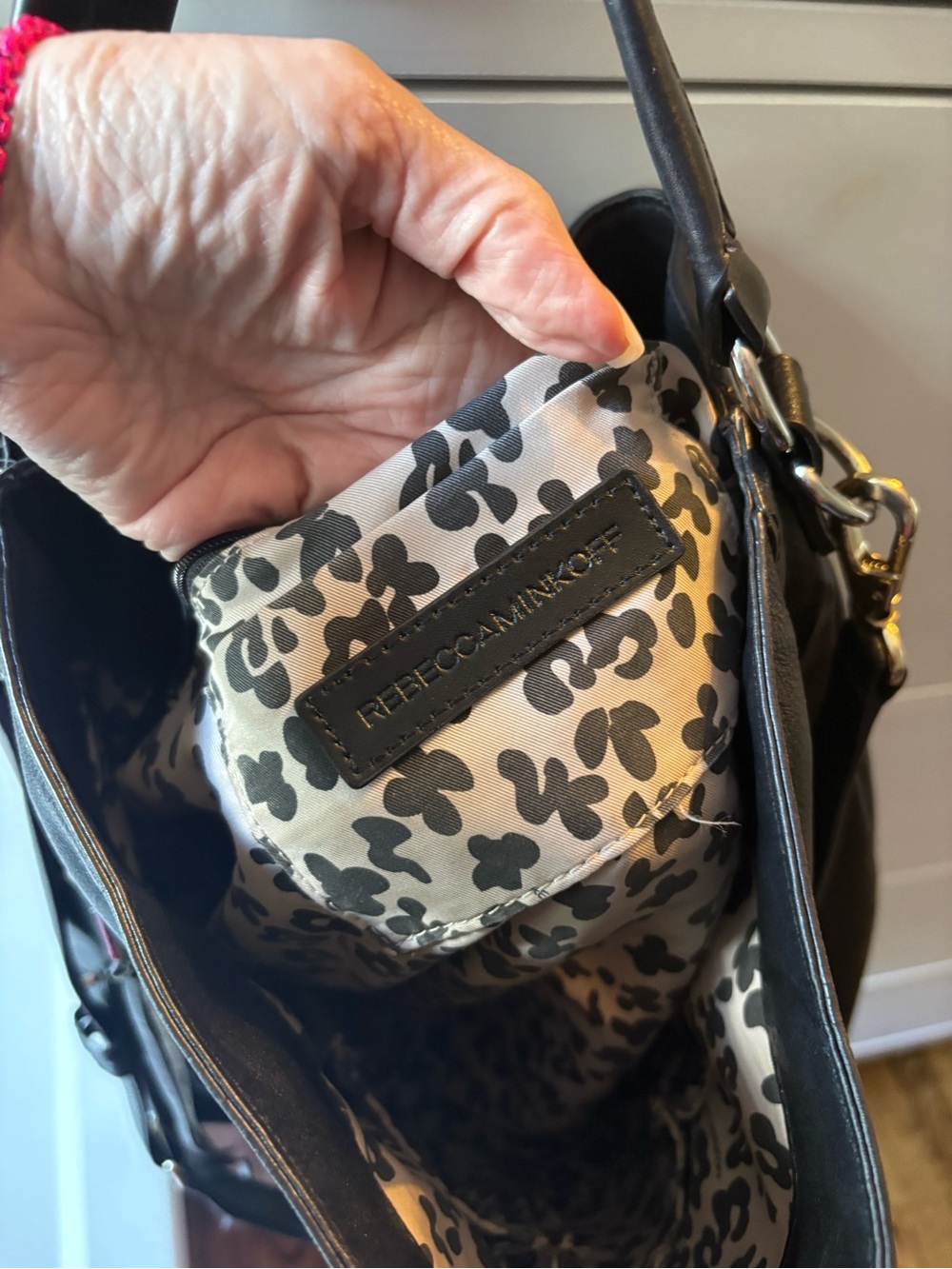 Rebecca Minkoff Black Leather Hobo with Diagonal Silver Zippers - Picture 5 of 5